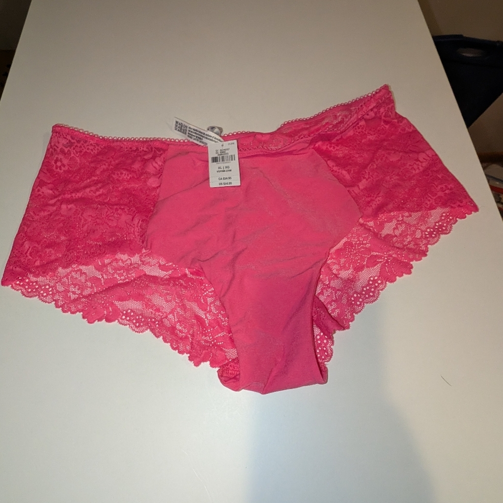NWT PINK Victoria's Secret Bright Pink Lace Panties